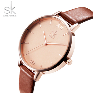 Shengke-reloj de cuarzo de cuero para mujer, accesorio de marca superior, sencillo, a la moda, de lujo, con esfera de mármol, <span class=keywords><strong>0039</strong></span> - Product Image 2