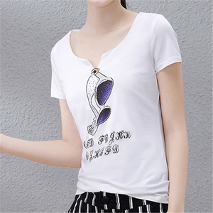 Personalizzato 100% cotone delle signore di modo t-shirt Sexy Stretto Bianco t-shirt Manica Corta delle donne t-shirt - Product Image 5