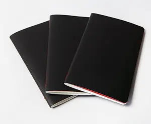 Manufacturer Black Paper A5 Mini Journal Script Sew Stitch Bound Notebook With Blank Red Pages