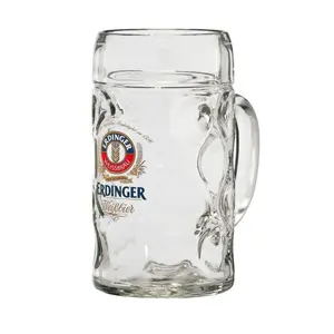Erdinger-Jarra de cerveza alemana con hoyuelos, jarra de cerveza de 1 litro/28oz
