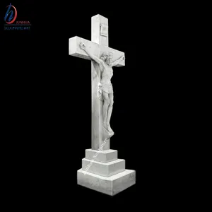 Scultura in Marmo Intagliato della Croce di Gesù Crocifisso Religioso - Product Image 1