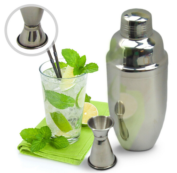 5pcs Cocktail Shaker Bar Set Premium Bundle with Jigger and Built-In Strainer 24oz