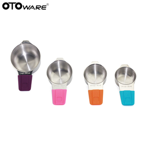 Juego de tazas medidoras magnéticas de acero inoxidable 304 de nuevo diseño, cucharas medidoras con mango de silicona de 9 piezas, tabla magnética de alimentos extra - Product Image 4
