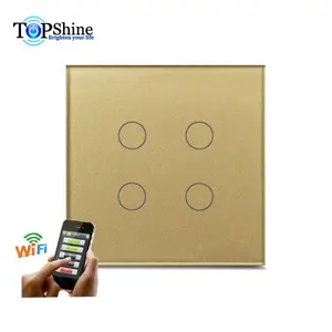 Topshine Desain Baru EU UK 4 Gang Switch WiFi Pintar Bekerja dengan Amazon Echo dan Google Home Assistant