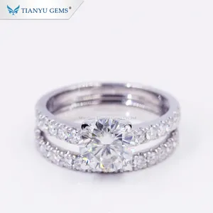 2ctw Moissanite Diamond Rings 14 K White Solid Gold Luxe Moissanite Diamanten Bruiloft Sieraden