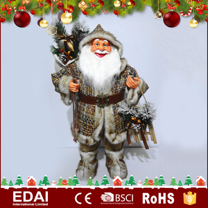 Decorazione Natalizia Personalizzata, Babbo Natale in Piedi di Grandi Dimensioni 80 cm in Plastica con Vestiti in Peluche - Product Image 2