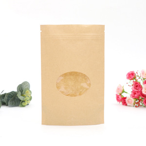 Bolsa de papel con cierre de cremallera para embalaje de alimentos kraft, forrada de plástico, con <span class=keywords><strong>ventana</strong></span> ovalada - Product Image 3