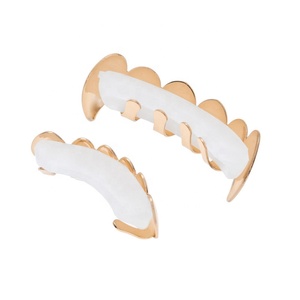 Grilles dentaires pour hommes et femmes en or rose, incrustations de cristaux de vampire, grilles dentaires supérieures et inférieures, grilles dentaires pour la bouche - Product Image 3