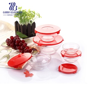 Gran oferta, 5 uds., juego de ensaladeras de frutas de vidrio transparente, tapa de PP de Color personalizado, decoración ecológica para el hogar, utensilios de cocina de diseño clásico - Product Image 6