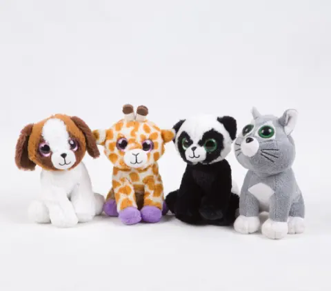 Big Eyes Series Diskon Besar Boneka Mewah Hewan Kucing Anjing Lucu Panda Jerapah dengan Mata Besar Biru