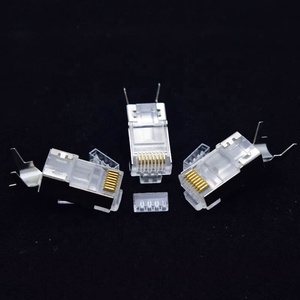 RJ45 CAT7 <span class=keywords><strong>shielded</strong></span> cắm 8P8C Modular nối vàng mạ <span class=keywords><strong>Ethernet</strong></span> LAN Cable End tốc độ cao mạng cắm - Product Image 1