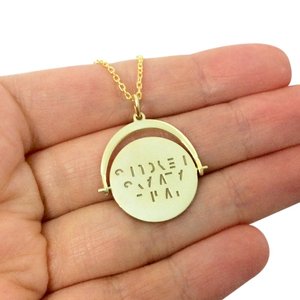 Collana Personalizzata con Nome Girevole in <span class=keywords><strong>Oro</strong></span>, Messaggio Segreto Nascosto - Product Image 3