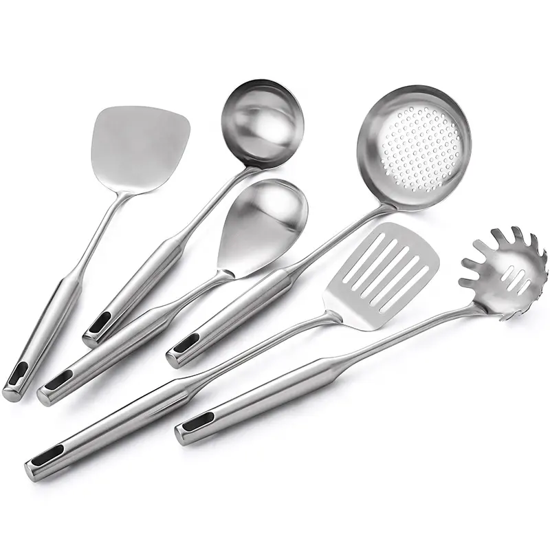 Wholesale Custom 6Pcs Reusable Cookware Tools Stainless Steel Tableware Kitchen Cooking Utensils Set