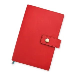 Benutzerdefinierte weichen abdeckung rot faux leder planer notebook mit magnet verschluss