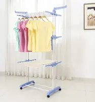 アマゾンホット販売3層布ハンガーラック洗濯ラック布吊り衣服可動金属布ラック