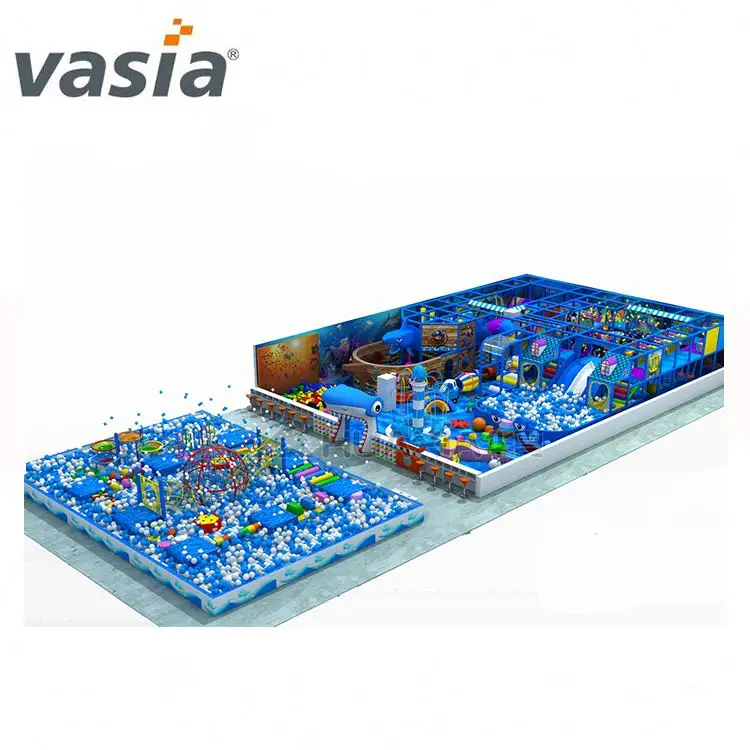 Vasia funny electric children soft play fiberglass slide ball pit indoor playground for sale