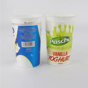 Gobelet en plastique imprimé de logo personnalisé <span class=keywords><strong>pour</strong></span> yaourt Gobelet de yaourt rond jetable de 500ml Emballage IML Gobelets de yaourt glacé en plastique - Product Image 3