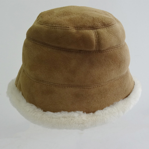 Sample Support <strong>Ladies</strong> Fashion Merino Shearling Sheepskin Lamb Fur Bucket <strong>Hat</strong> <strong>Winter</strong> 3D Embroidery Technique - Product Image 2