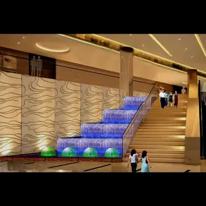 Indoor Waterfall Hotel Lobby Decoration Led Lighting Water Fountain