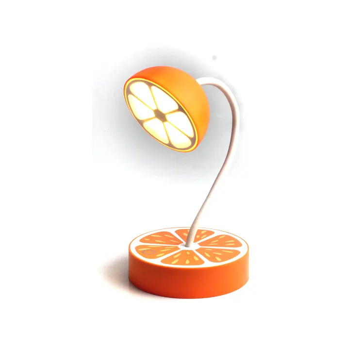 USB Rechargeable Orange Shape Dimmable Eye Care Table Led Book Reading Lamp for Kids