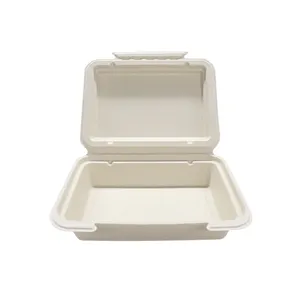 compostable dishware take away food container for restaurant, restaurant take away boxes, 9*6 inch bagasse lunchbox