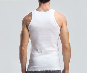 OEMファッションプレーンジャージータンクトップメンズトレーニングホワイトベストカスタムメンズシングレット - Product Image 3