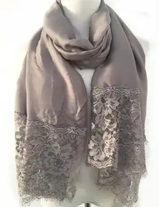 Mulheres Poliéster Moda das Mulheres Impressão Flor Lace scarf Longo suave envoltório xaile roubou, flor impressão cachecol com folha