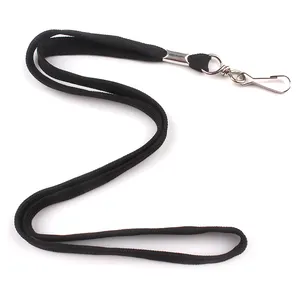 שחור Lanyards 100PCS 36-אינץ ניילון שטוח שרוך עם תג קליפ (שחור)