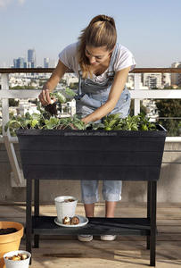 22.4 gallons <span class=keywords><strong>résine</strong></span> plastique aspect bois surélevé Patio jardin fleur planteur lit Graphite couleur emballé dans un carton - Product Image 4