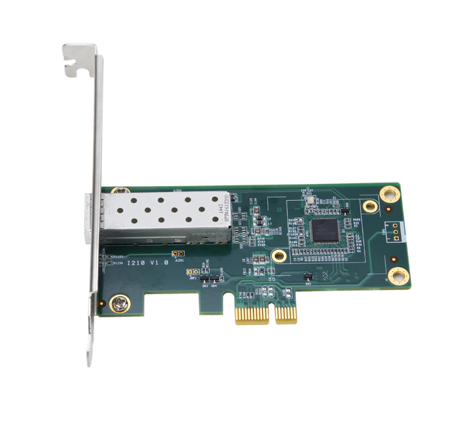 DIEWU Intel I210 PCIe Gigabit Single SFP Fiber Network Lan Card WOL Support PXE Fully/Half-duplex Auto-Negotiation