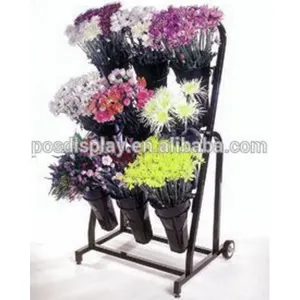 Metal Flower Display Rack With Wheels /vases To Be Inclined To The Front