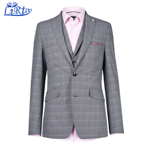 Custom grey formal shirts and pants combination checked suit tailor made thailand