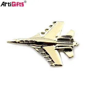 Risvolto pin produttore china su ordinazione del metallo placcato 3d airplane Lapel pin badge