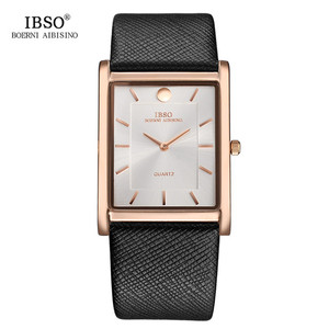 Montre à bracelet en cuir pour homme <span class=keywords><strong>IBSO</strong></span> 2232, tendance 2023, boîtier carré, montre-bracelet à quartz pour homme, vente en gros - Product Image 2