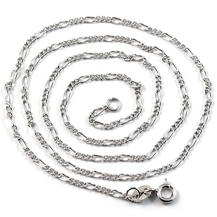 Italie bijoux avancés épaisseur personnalisée taille 925 argent sterling 1.5mm collier chaîne Figaro