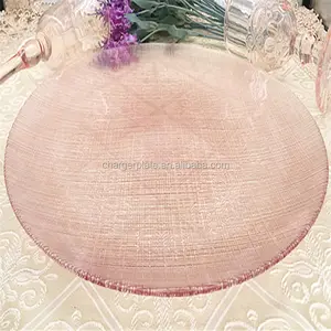 Стеклянная пластина для зарядного устройства розового цвета с узором для свадьбы и вечеринки по низкой цене из Китая