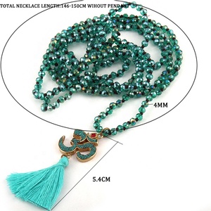 Collana lunga da donna 4mm Mini blu verde 146-148cm 2 avvolgente collana di perle di cristallo collana blu con nappe - Product Image 4