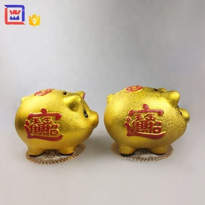 ゴールド貯金箱豚像