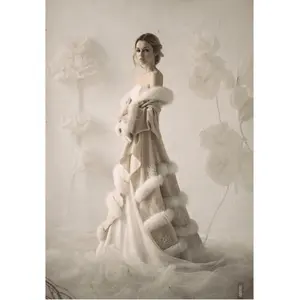 Cappotto di pelliccia invernale da sposa da donna di lusso da sposa abito da sposa giacca da sposa giacca da sposa avvolgente