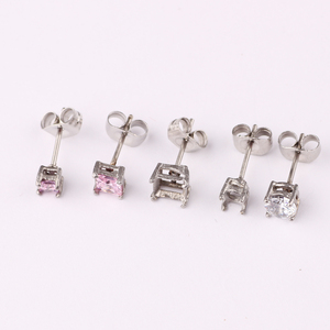Trendy Round and Square Stainless Steel <strong>Stud</strong> <strong>Earrings</strong> with Small Crystal Zircon <strong>Black</strong> Zinc Plated Unisex for Anniversary - Product Image 6