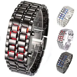 Reloj de Metal Lava Iron Samurai para hombre y mujer, reloj de Lava LED clásico de moda