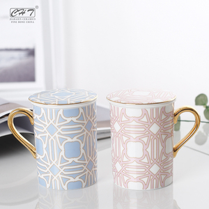 Tasse de voyage micro-ondable, pièces, pour l'école royal, en céramique fine, style british, poignée dorée, logo, tasse à thé, <span class=keywords><strong>filtre</strong></span> - Product Image 1
