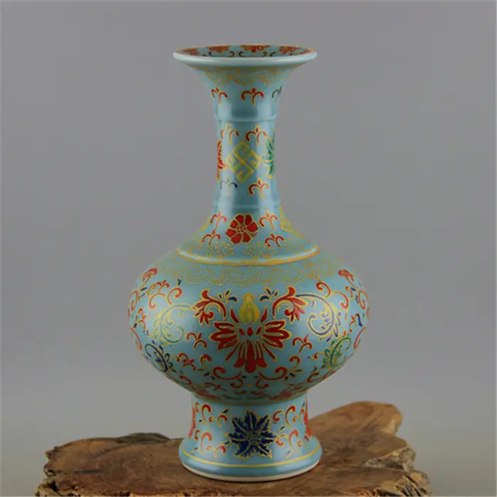 Chinese Qing dynasty antique famille rose porcelain decorative ceramic flower vase for collection