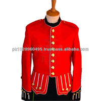 OEM Maßgeschneiderte Erwachsenen-Rot-Weiße Baumwoll/Polyester/Seide Pfeifenband Zeremonielle Tunika-Jacke Uniformen Premium-Qualitätsservice