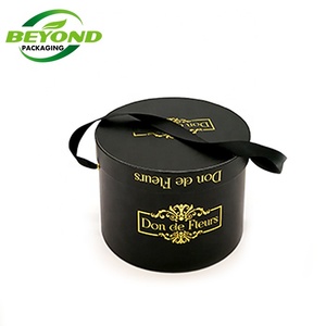 2019 Oro Negro redondo flor Rosa fresca caja/conservas sombrero flor caja de - Product Image 1