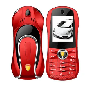 ponsel kartu telepon Suppliers-Bentuk Mobil Ponsel F1 Dual Sim Card 1000 MAh Mobil Ponsel Tangan dengan 7 Warna LED Lampu Telepon Lucu