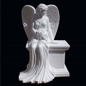 Statue d'ange gardien pleureur à genoux en pierre grandeur nature pour intérieur, vente en gros - Product Image 2