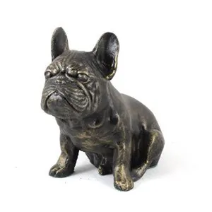 Estatua de bulldog Francés de resina de bronce, estatua pequeña de alta calidad para decoración del hogar, venta al por mayor, OEM