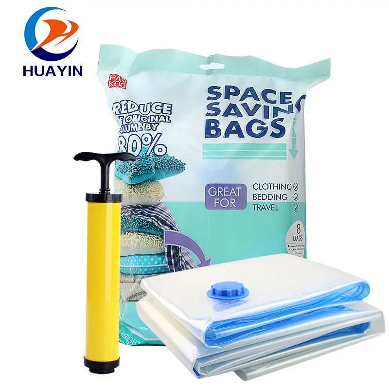 Üretici 8 paket Space Saver vakumlu saklama torbaları giysi Set ve yatak takımları