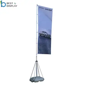 Telescopic Air Injeksi Dasar Bendera 3 M, 5 M, 7 M Tiang Bendera dengan Bendera Banner